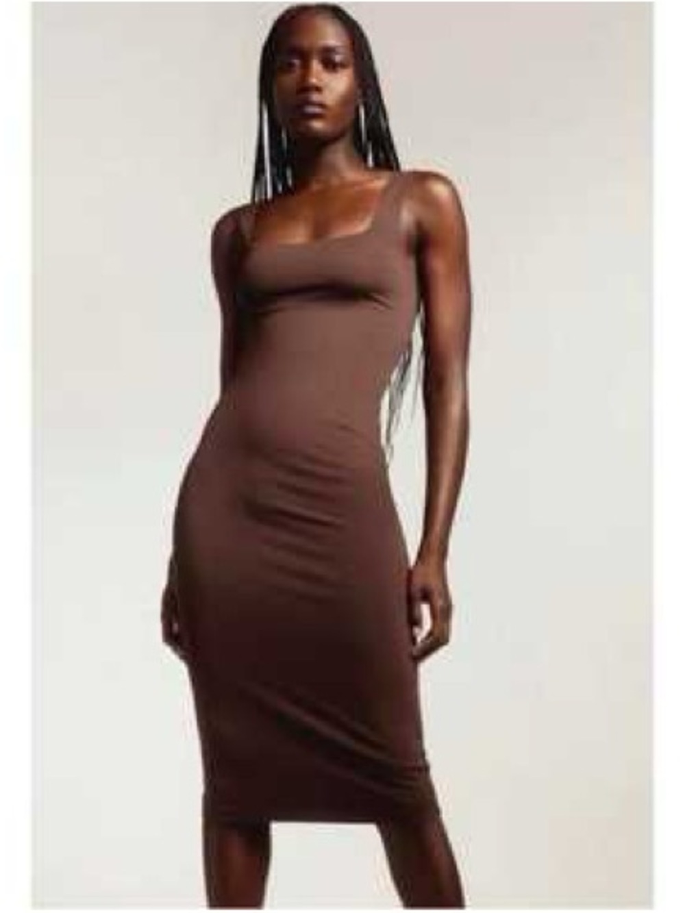 Babaton Brown Scoop-Neck Fitted Dress sz L Bodycon